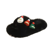 Load image into Gallery viewer, Christmas Hat Fluffy Slippers Women&#39;s Warm Toe Covering Cotton Slippers
