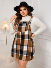 Load image into Gallery viewer, Honey Plus Size Plaid Wide Strap Overall Dress
