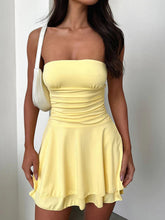Load image into Gallery viewer, New spring and summer solid color tube top tight dress
