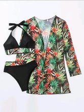 Load image into Gallery viewer, New sexy bikini push-up split printed mesh three-piece set
