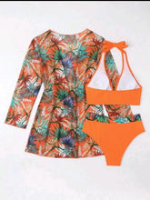 Load image into Gallery viewer, New sexy bikini push-up split printed mesh three-piece set
